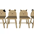 Kids Wooden Chairs with Cute Animal Face Design for Toddler Seating