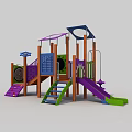 Modern slide wooden slide PE version slide multi-function slide 3d model