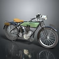 Vintage Green Motorcycle With Brown Leather Seat And Black Spoke Wheels Classic Design