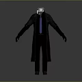 Men's Black Long Coat With Blue Tie Fashionable Daily Wear Essentials