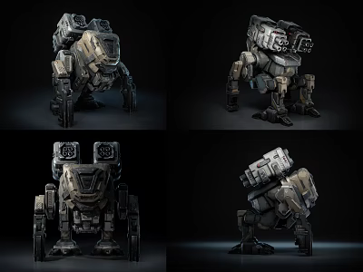 Mechanical Combat Weapon With Multi Legged Structure And Metallic Armor Design 3d model