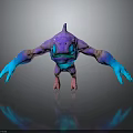 Fantasy Creature Character 3D Model With Purple Body Blue Arms Large Eyes And Reflection