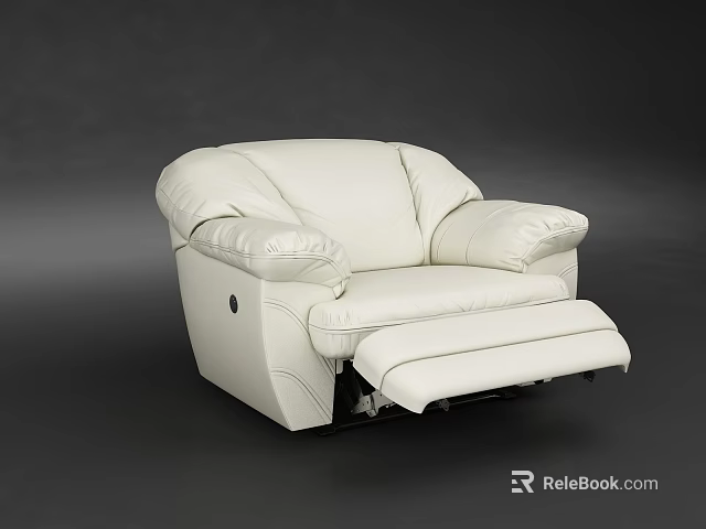Modern White Leather Single Sofa Recliner With Comfortable Lounge Design 3d model