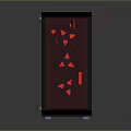 Black Frame Electronic Device With Red Transparent Panel Metal Screws Red Patterns And Orange Strip