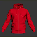 Stylish Red Front Zipper Hoodie With Long Sleeves For Everyday Wear