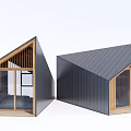 Modern Guesthouse Architecture With Sloped Roof Wooden Frames And Glass Doors