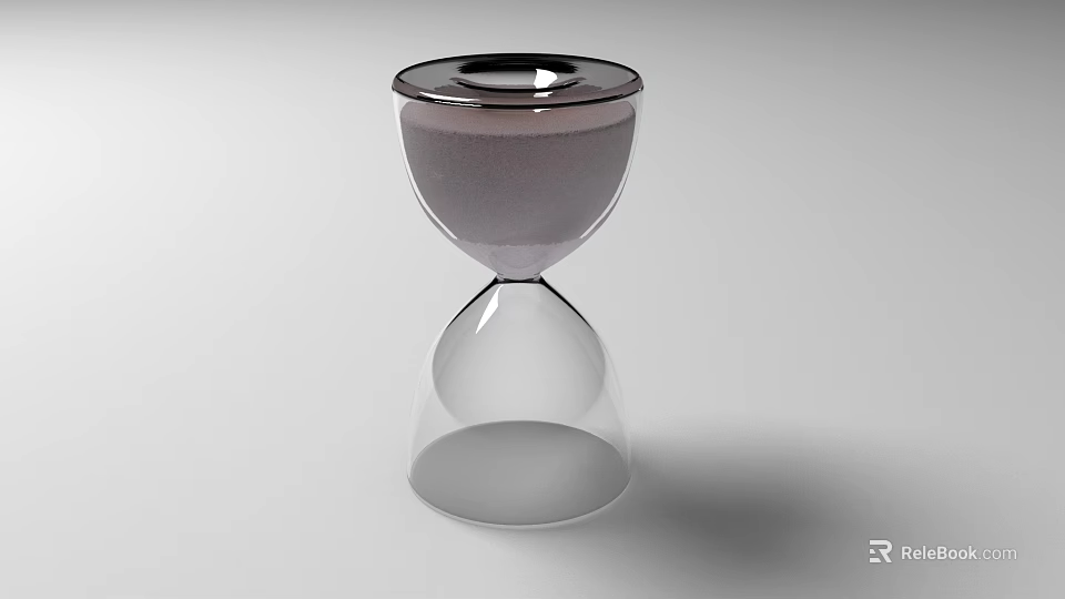 Transparent Glass Hourglass with Sand and Metallic Top for Time Measurement 3d model 