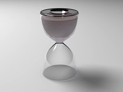 Transparent Glass Hourglass with Sand and Metallic Top for Time Measurement 3d model