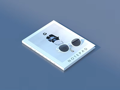 Stylish Notepad with Minimalist Graphic Design on Light Blue Background for Daily Use 3d model