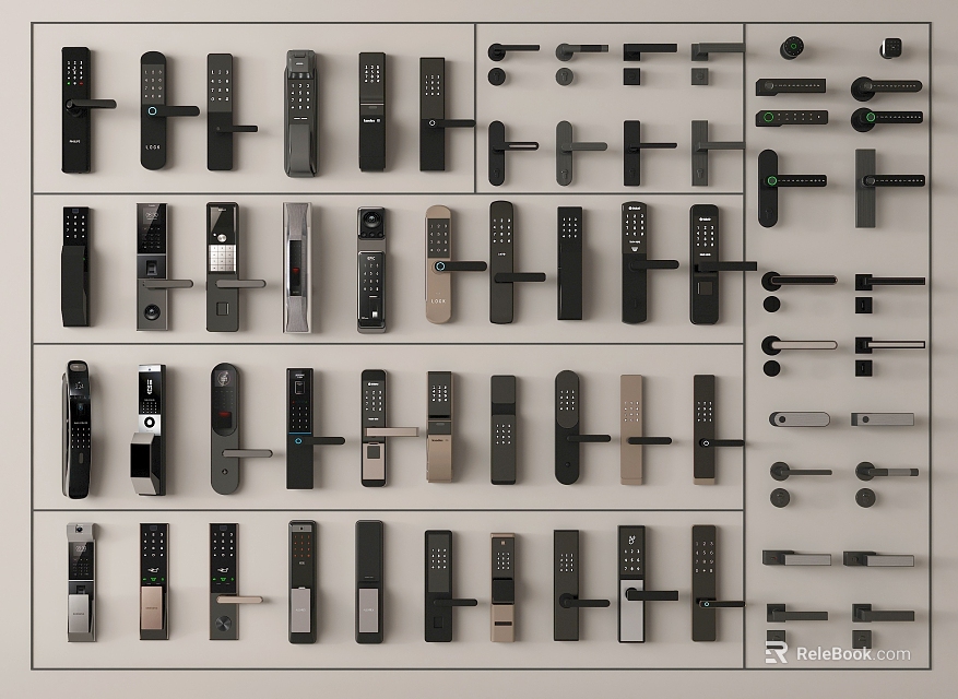 Various Modern Door Handles With Different Designs And Styles On 3d model 