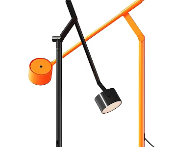 Modern Sleek Floor Lamp With Black And Orange Design And Adjustable Arm 3d model
