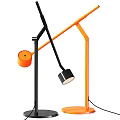Modern Sleek Floor Lamp With Black And Orange Design And Adjustable Arm