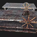 Weapon Crafting Metal Workbenches With Saw Wheels And Rustic Chains 3d model