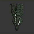 Green Dinosaur Model with Long Tail White Spiky Back Protrusions and Shiny Texture