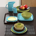 Colorful Tableware Set With Bowls Plates Trays Pitcher And Mug For Everyday Use