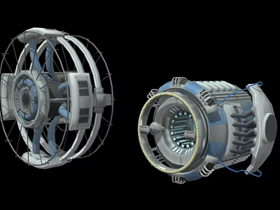 Futuristic 3D Rendered Mechanical Devices With Circular Frames And Intricate Internal Structures 3d model