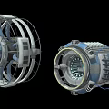 Futuristic 3D Rendered Mechanical Devices With Circular Frames And Intricate Internal Structures 3d model