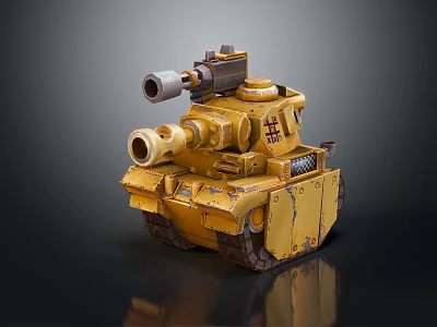Yellow Military Tank Model With Cannon Tracks Armor And Cross Symbol Details 3d model