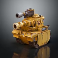 Yellow Military Tank Model With Cannon Tracks Armor And Cross Symbol Details