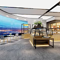 MOMI Dessert Shop Modern Interior With Glass Display Cases And Wooden Counter