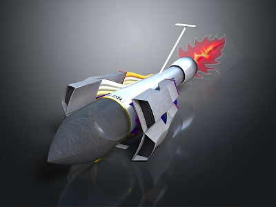 Modern Rocket Missile Weapon With Metal Casing Flaming Thruster And 3D Design 3d model