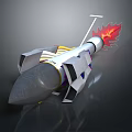 Modern Rocket Missile Weapon With Metal Casing Flaming Thruster And 3D Design