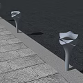 Modern Outdoor Lights With Wave Shaped Shades For Stone Pavement Pathway Lighting