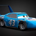 Blue Animated Race Car With Number 43 Dynaco Logo And Rear Wing