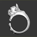 French Bulldog Shaped Silver Ring Unique Animal Design Jewelry Accessory For Fashion Lovers