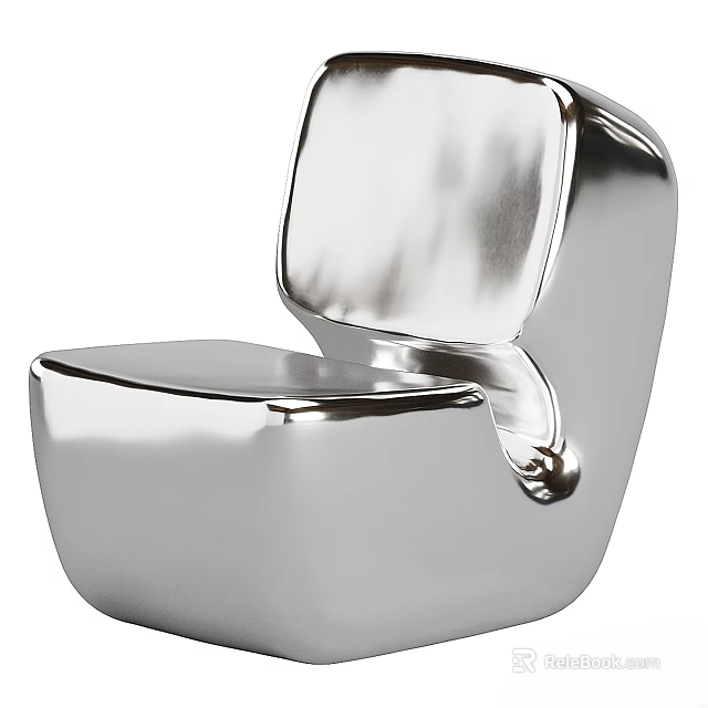Modern Metallic Silver Leisure Chair With Sleek Design Smooth Surface And Minimalist Style 3d model 
