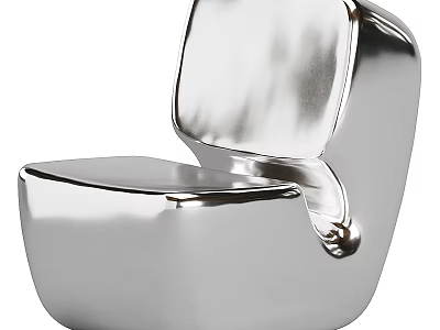 Modern Metallic Silver Leisure Chair With Sleek Design Smooth Surface And Minimalist Style 3d model