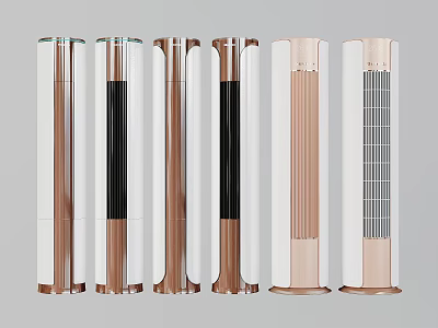 Modern Tower Air Cooler Fans With Metallic White Panels And Grille Designs 3d model