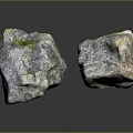 Closeup View of Two Natural Stone Materials with Gray And Yellow Surface Textures