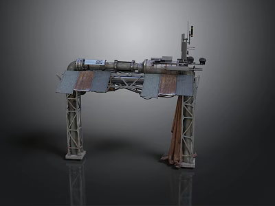 Industrial Mechanical Equipment With Metal Structure And Rusted Pipes Support Frames And Heavy Duty Components 3d model