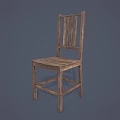 Rustic Wooden Table And Chair Set With Solid Wood Construction And Slatted Back Design 3d model