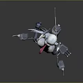 Game Movie Character With Silver Hair Red Eyes White Dress Pink Tie And Mechanical Devices