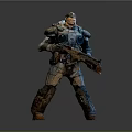 Sci Fi Armored Warrior Character Holding Futuristic Weapon as Living Creature