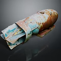 Rusty Old Weapon With Tail Fins And Peeling Paint On Display Stand