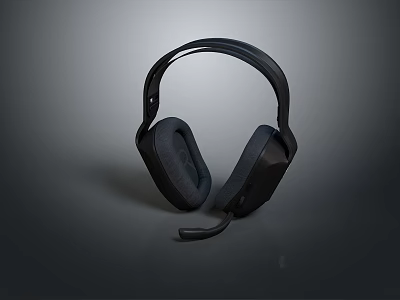 Black Computer Headset With Microphone For Gaming And Office Ergonomic Design 3d model
