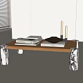 Middle Ancient Solid Wood Coffee Table Ornaments Combination 3d model