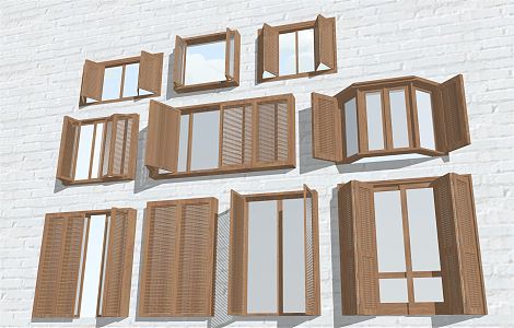 modern windows blinds folding window sliding window casement window 3d model