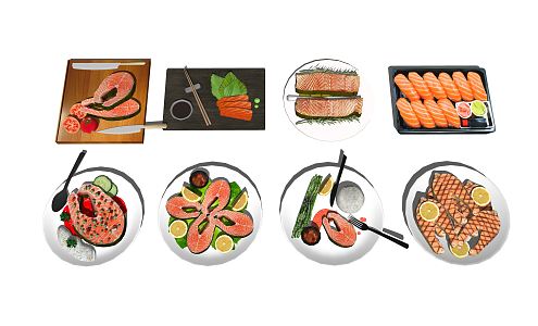 Modern Food Salmon 3d model