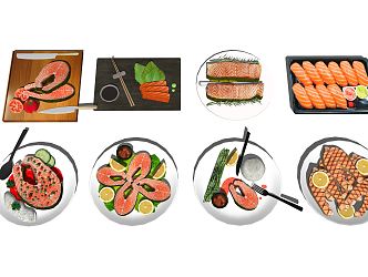 Modern Food Salmon 3d model