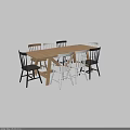 Modern Dining Table Set With Wooden Frame And Mixed Color Chairs 3d model