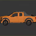 Orange Off Road Pickup Truck Featuring Roof Rack And Black Wheels