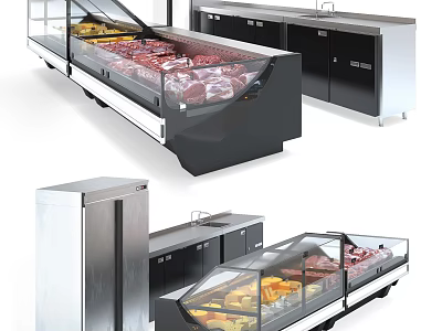 Stainless Steel Commercial Refrigerators Freezers Horizontal Vertical Display Units For Meat Fruit Storage 3d model