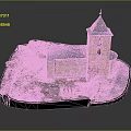 Detailed Brick Church Building Model With Sloped Roof Grass Path And Tower