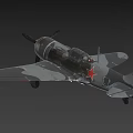 Vintage Military Fighter Plane with Camouflage Paint Red Nose and Red Star Insignia