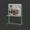 Professional Test Equipment With Display Screen Buttons Interfaces And Colored Wires On Wheeled Metal Stand