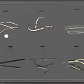 Modern Stylish Chandeliers With Unique Curved Rings And Metal Glass Design